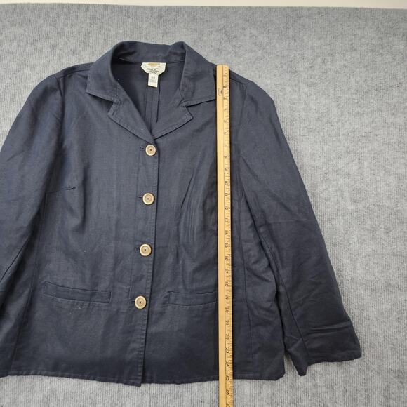 Talbots Blazer Womens 14W Petite Navy Blue Irish Linen Jacket Corpcore Classic - Picture 3 of 6